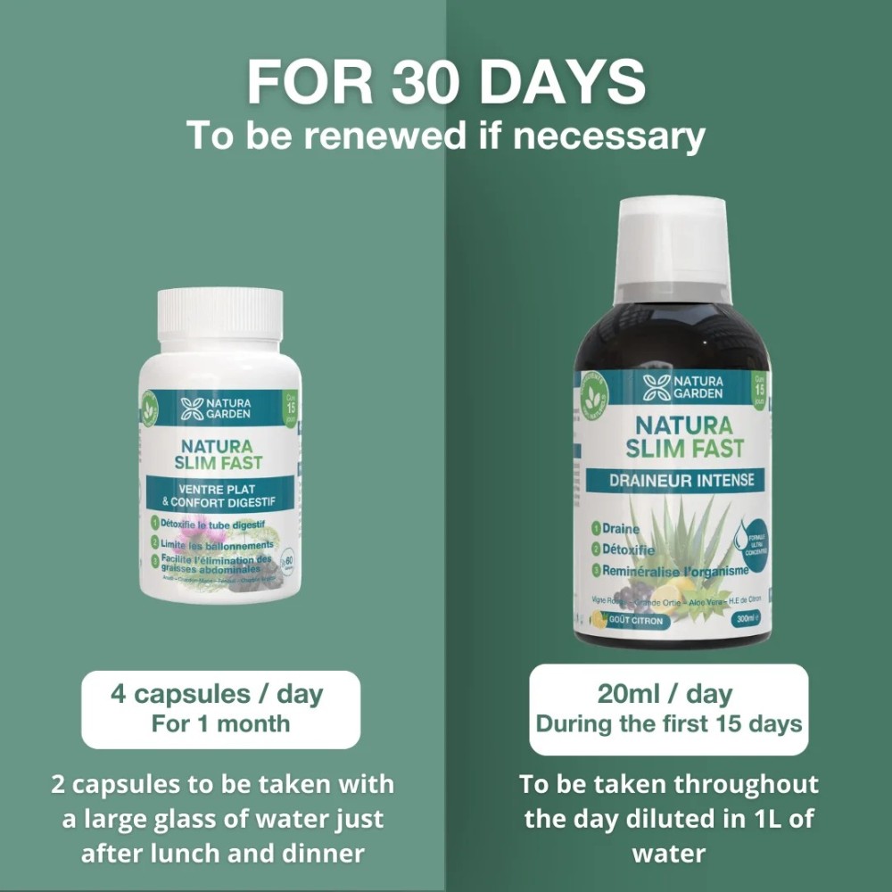 NATURA SLIM FAST ÉLIMINATION & VENTRE PLAT POSOLOGIE EN